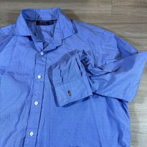 Polo Ralph Lauren Shirt Mens XL  Blue Embroidered‎ Dots Button Up  Light Tower